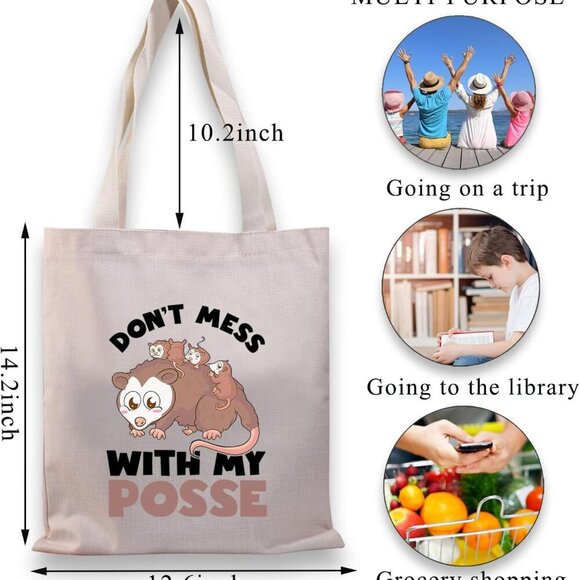 Possum Tote Bag Canvas Funny Gift for Opossum Lover Travel Pouch Versatile - Picture 3 of 7